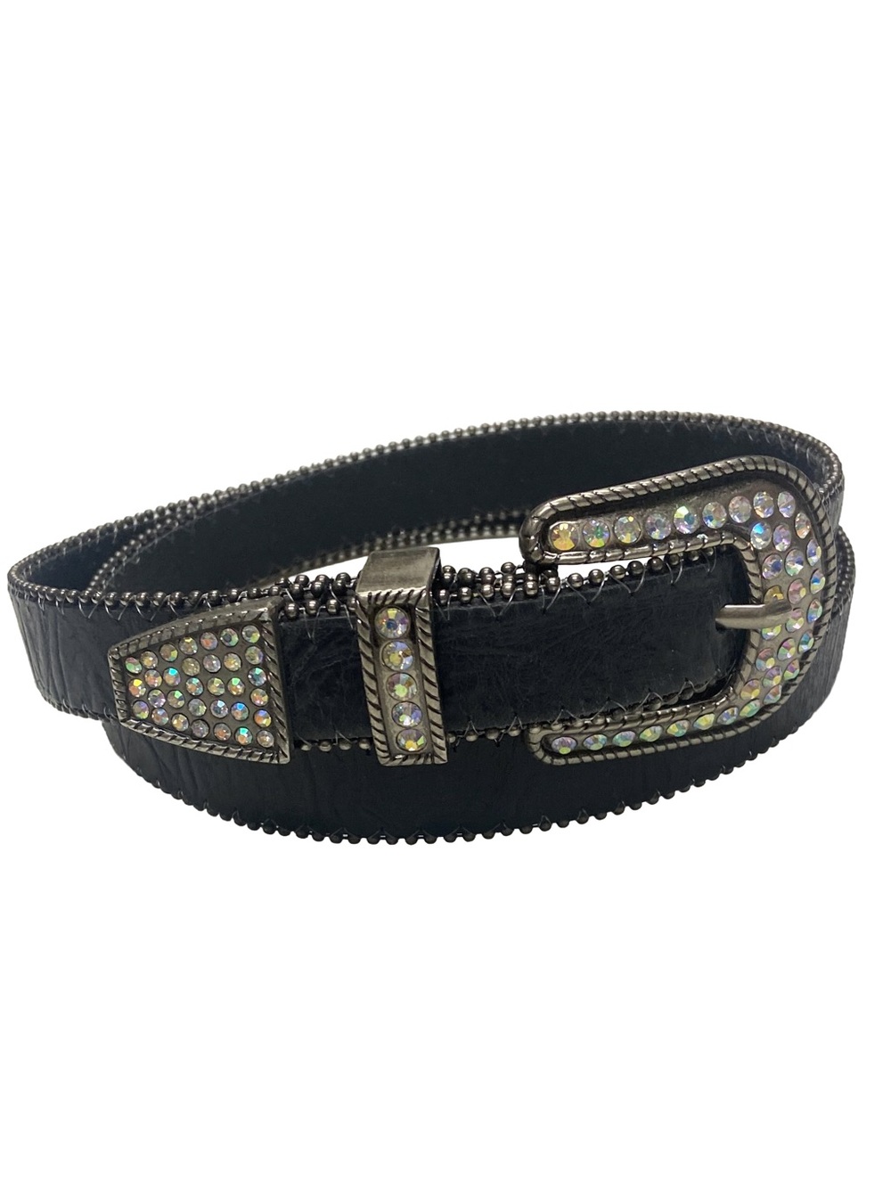 Roper Women’s 3/4” Distressed Croc Print Black Leather Western Belt